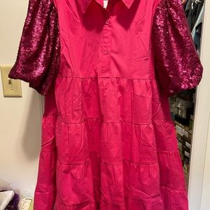 Blue B Collection Hot Pink Tier Body Sequin Dress